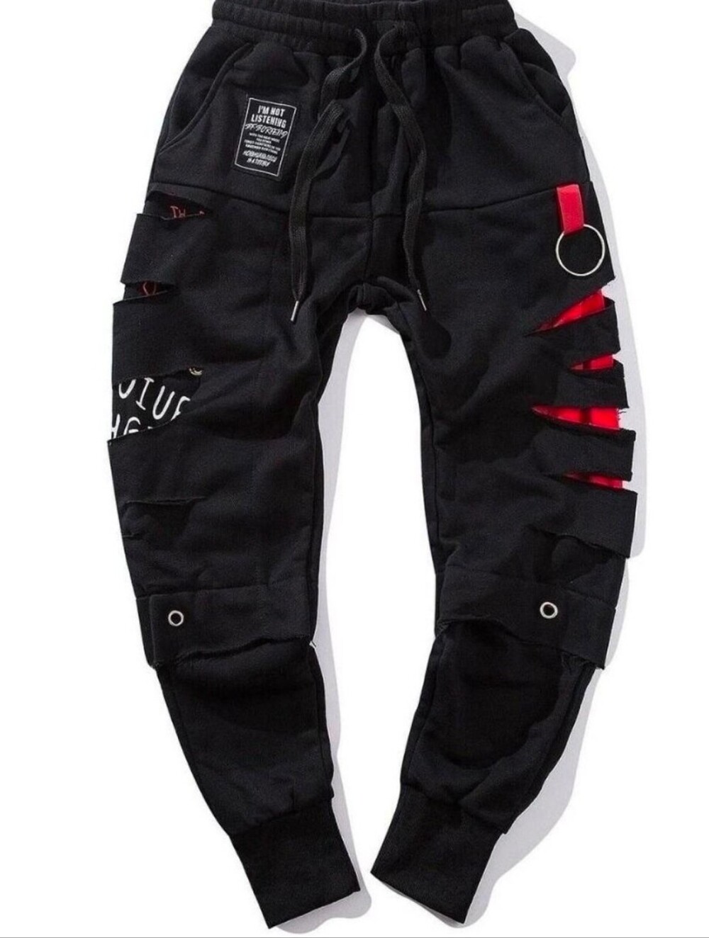 Niepce Black Slash Jogger Pants with Red Size S NWT